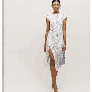 Reformation Frasier Madeline Rushed Cap Sleeve Midi Dress Floral Women Sz 2
